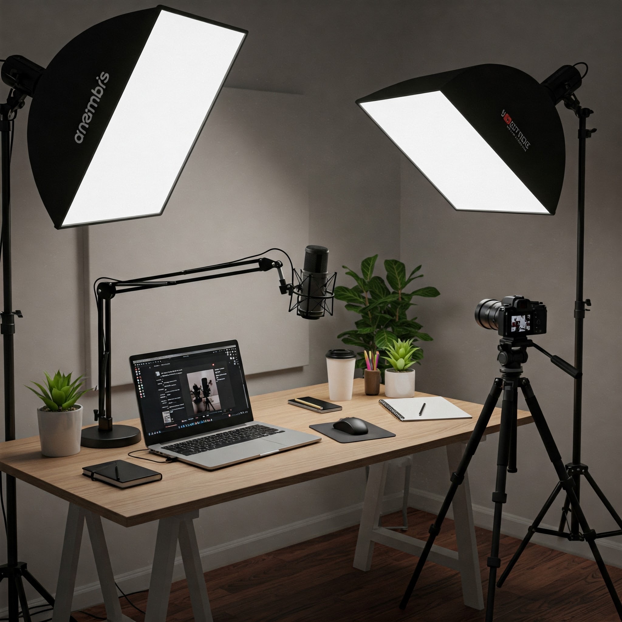 photo of Content Creation Studio with Softbox Lighting